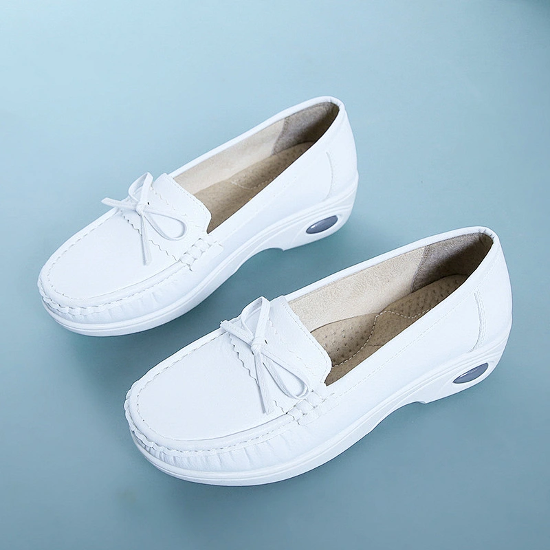 New Korean version women flat non-slip nurse shoes casual pregnant leather loafers shoes