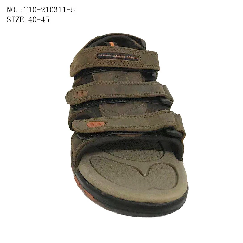 Durable Custom Anti-Slip Man Outdoor Beach Slippers Leather Sandals