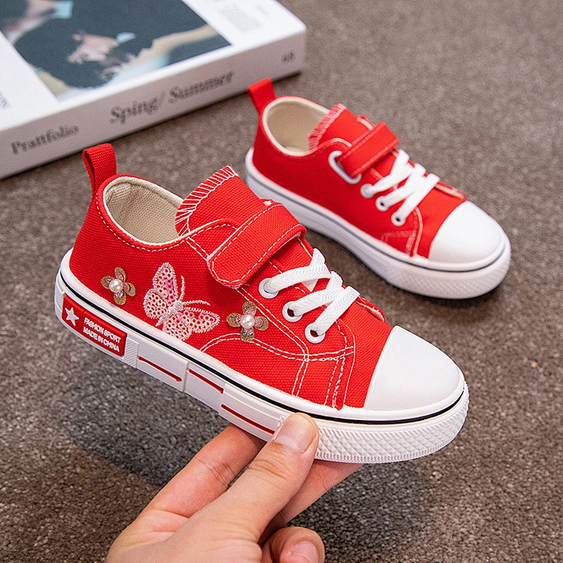 Lightweight Soft Sole Classic children Walking Casual Canvas Shoes whit butterfly