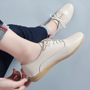 New design lace up shoes women casual shoes  cow leather shoes with TPR outsole