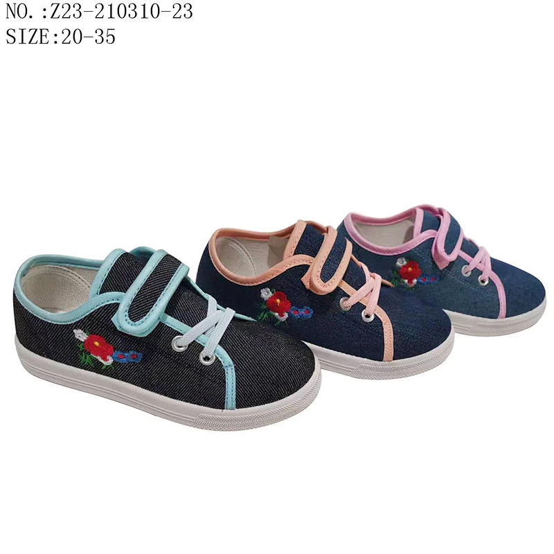 Factory OEM cheap Customize Colorful Fashion Design Children Injection School Shoes Students Canvas Shoes With Magic Tape