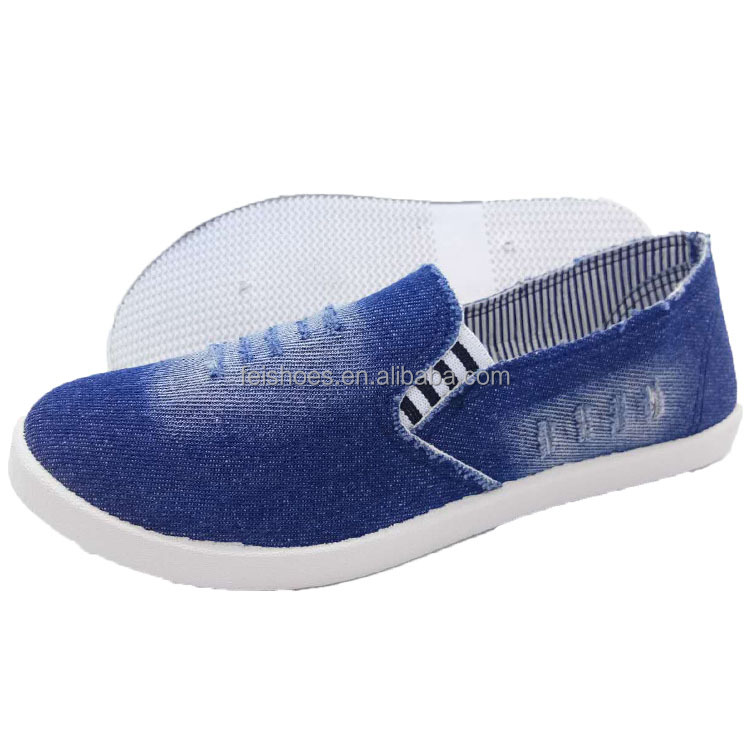 Factory OEM Fashion women flat casual shoes canvas shoes with jeans upper