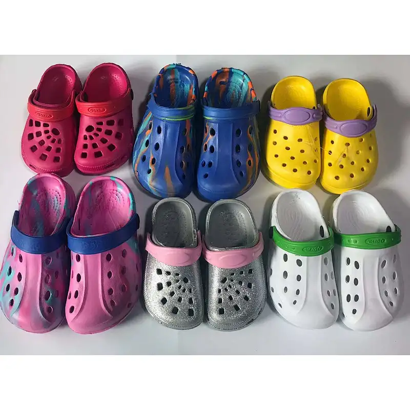 Mix design kids slippers clogs children beach garden shoes stock