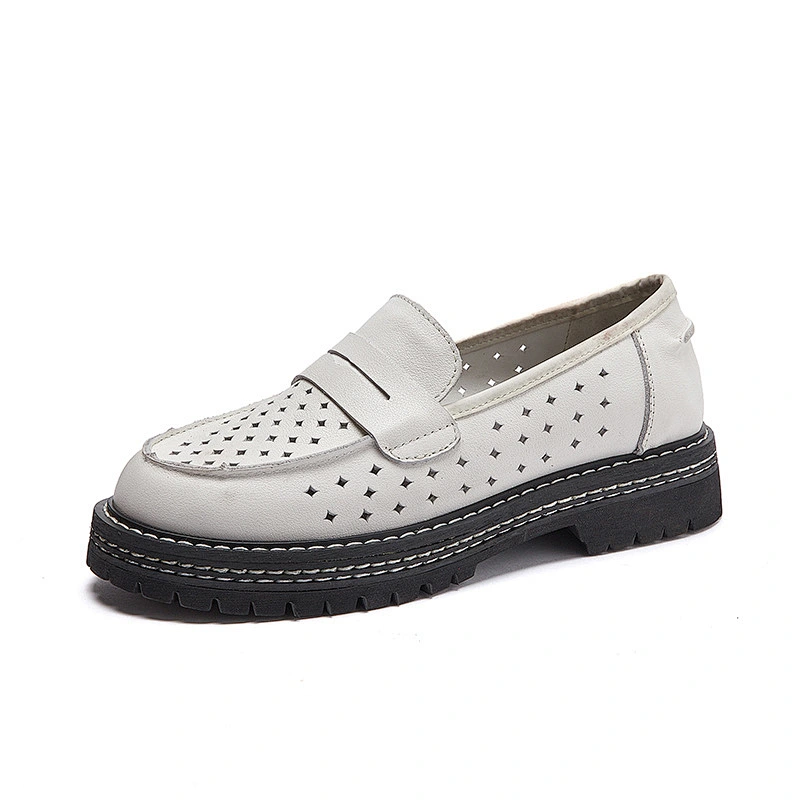 Lady Leather Loafers Flats Slip On Dress Shoes
