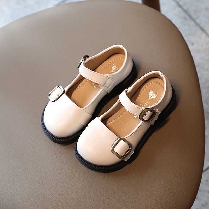 New School Children Baby Girl Shiny Casual Low-Heel flat Leather Shoes