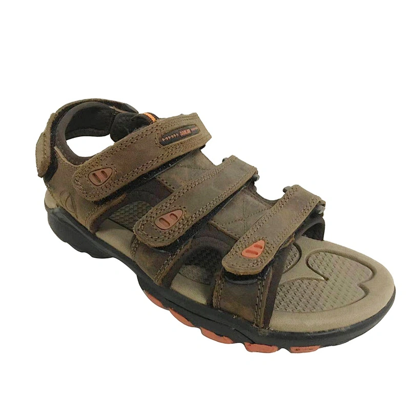 Durable Custom Anti-Slip Man Outdoor Beach Slippers Leather Sandals