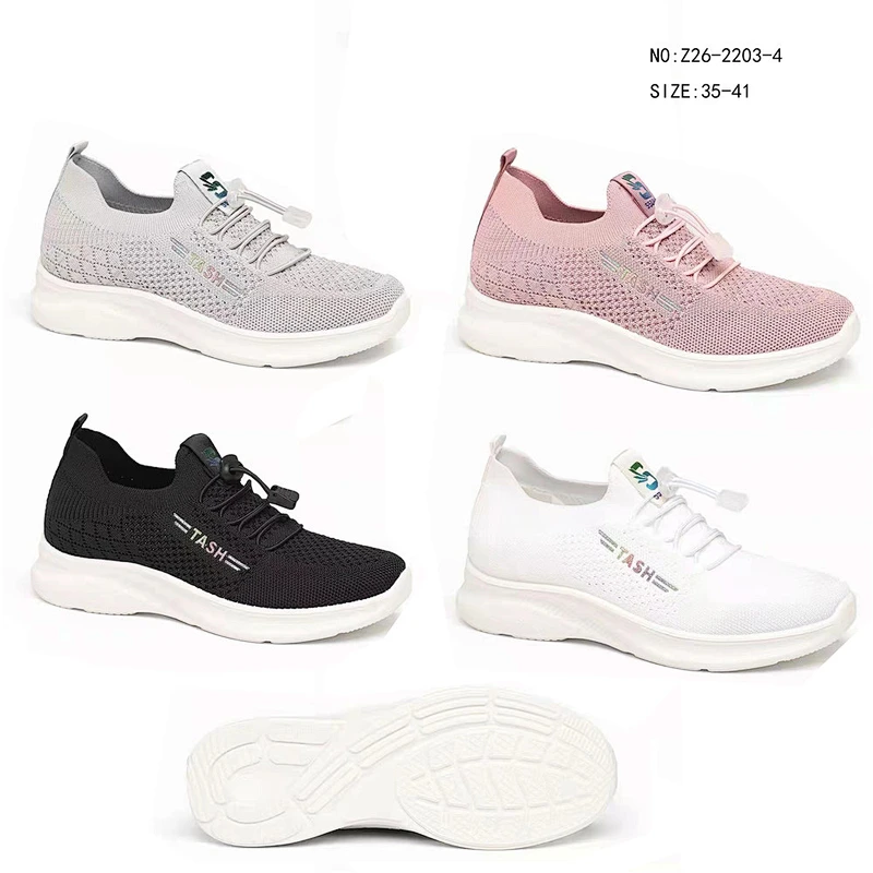 High Quality Comfort Lace-up women fly knitted Sneakers Breathable Sport Shoes lady casual tennis shoes
