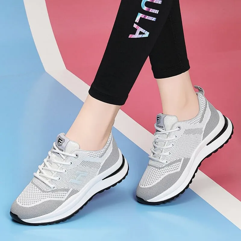 New Korean version women fashion sneaker running shoes mesh breathable casual shoes