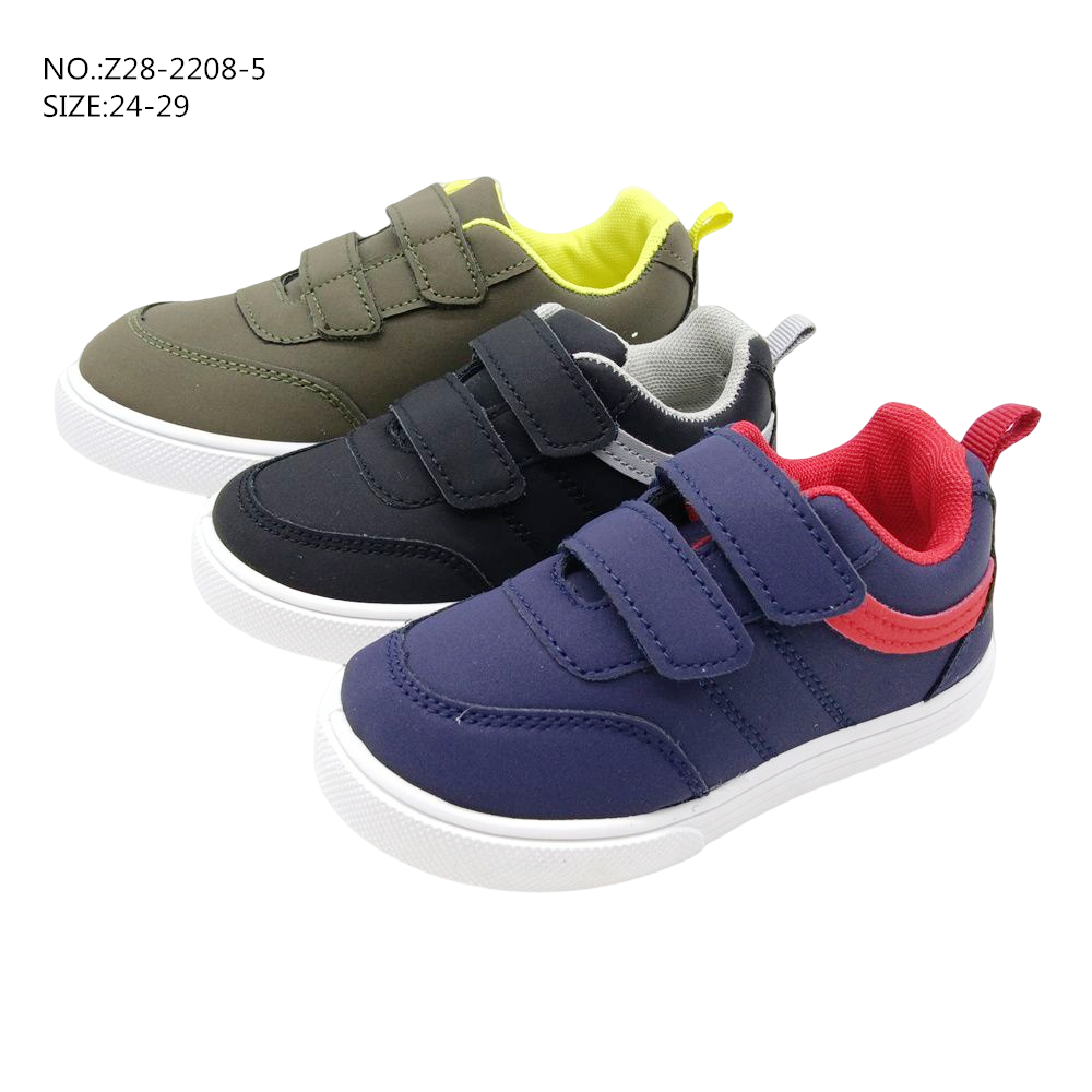 New Design Custom flat Shoes Children Injection Sport School Casual board Shoes with Magic Tape