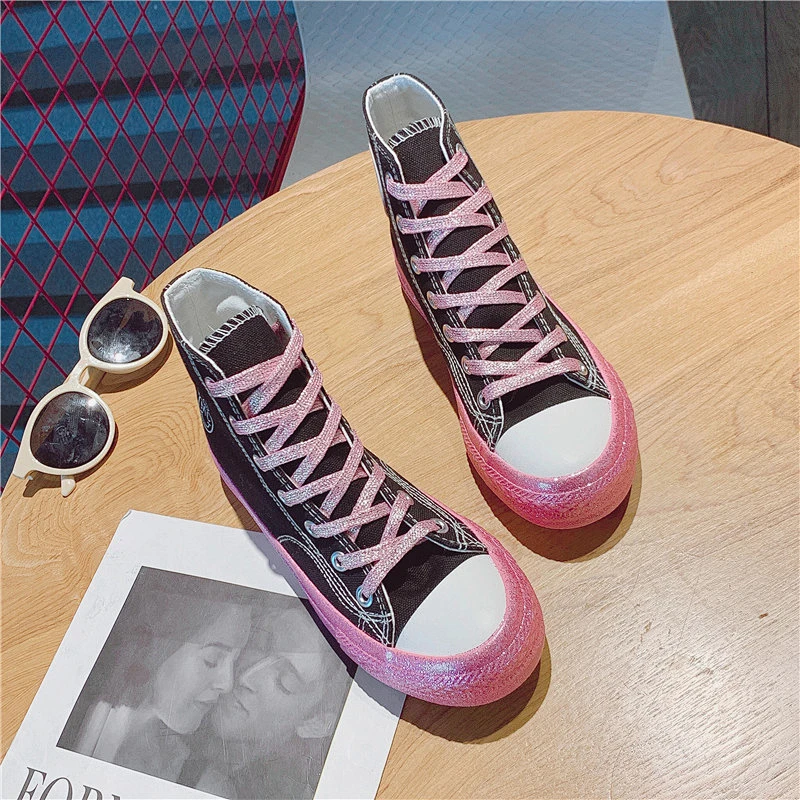 Factory customize Classical Style Wholesale Sneaker Shoes Women High-Top Canvas Casual Shoes with low price