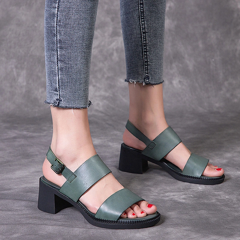 High heeled handmade Ladies sandal Women leather shoes