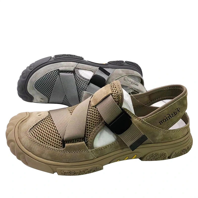 Customized Men Leather Closed Toe Beach Sandals Summer Outdoor Hiking Sandals
