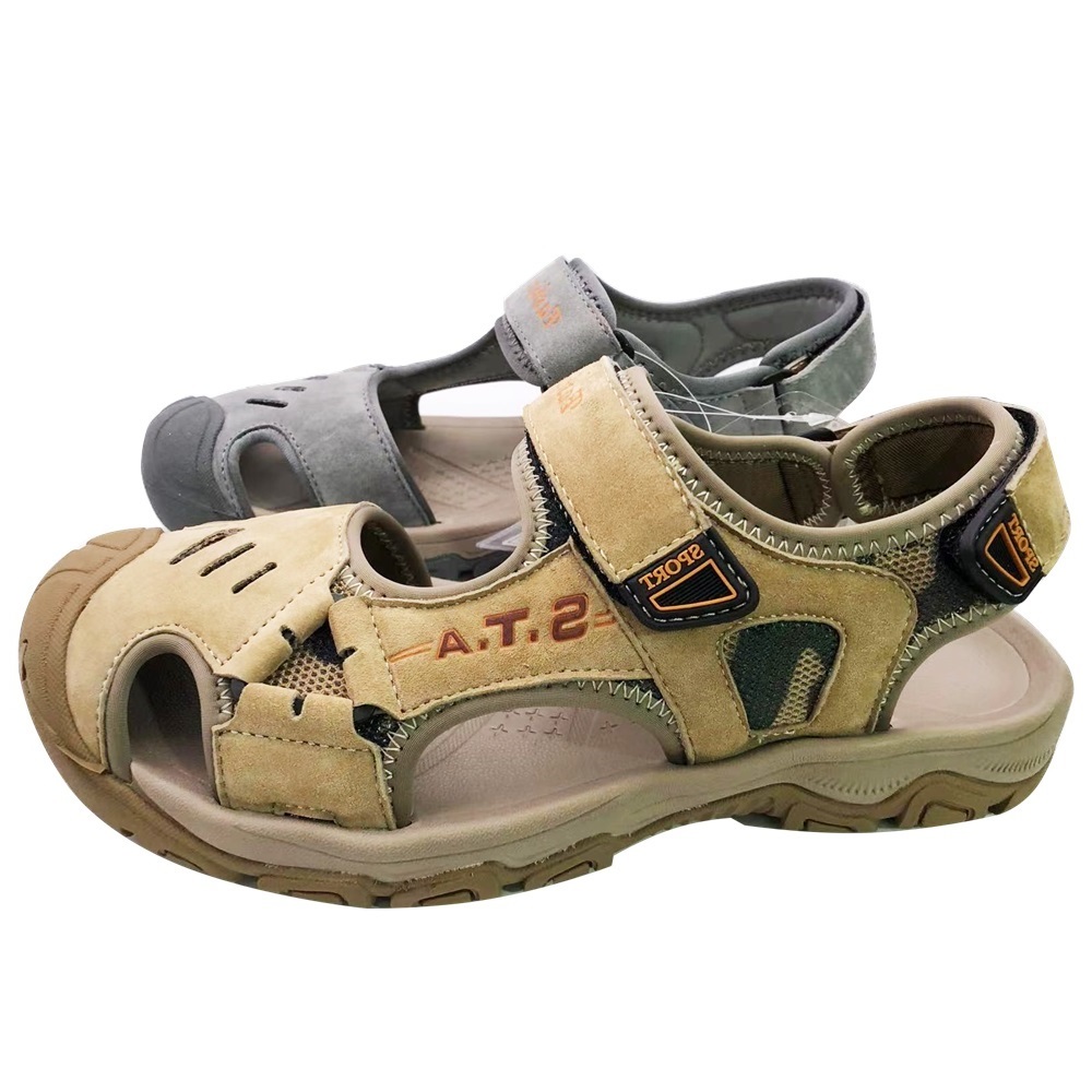 Custom Men Summer Casual Genuine Leather Beach Sandals for Outdoor and Indoor