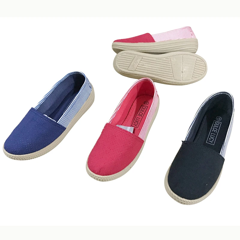 Injection Women Leisure Canvas Walking Shoes with Thick Sole