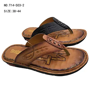 Custom Mens Genuine Leather Flip Flops Comfort Casual Summer Sandals Outdoor