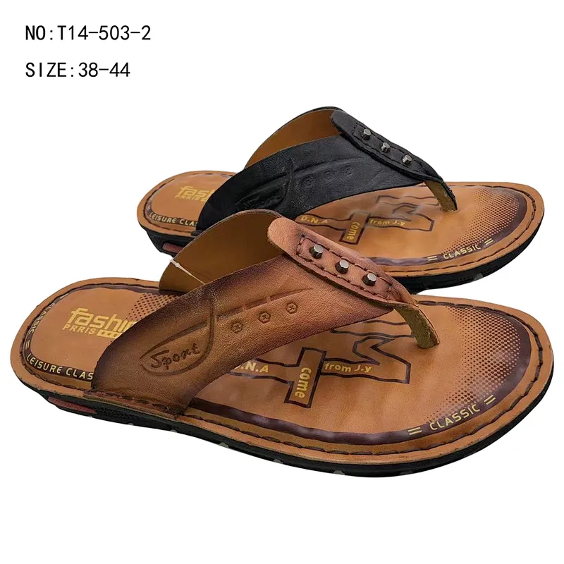 Custom Mens Genuine Leather Flip Flops Comfort Casual Summer Sandals Outdoor