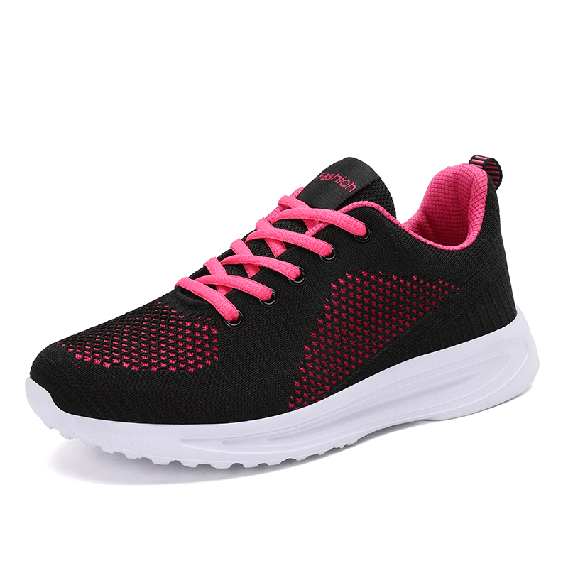 New Breathable fly knitted Women Casual Running Sneakers Shoes ladies Non-Slip walking sports shoes