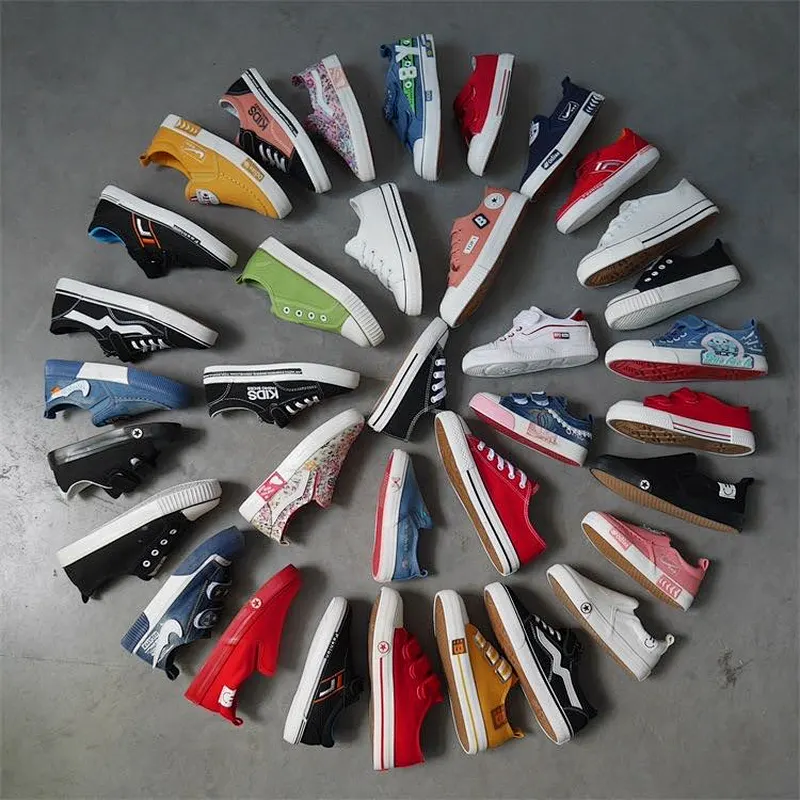 mix color cheap kids casual vulcanized stock shoes canvas shoes stock shoe
