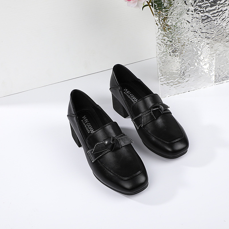 New thick British style Custom women single leather shoes all-match retro casual loafers shoes