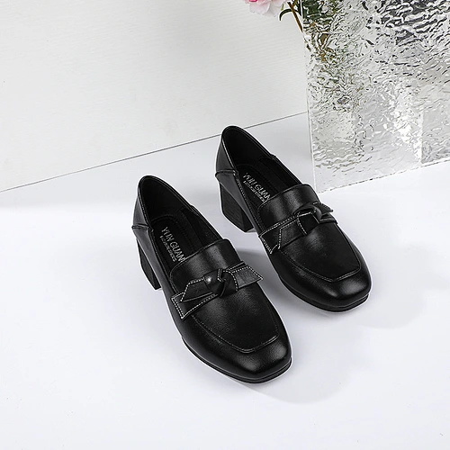 New thick British style Custom women single leather shoes all-match retro casual loafers shoes