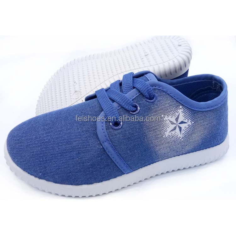 Children footwear china kids school blue black jeans canvas shoes
