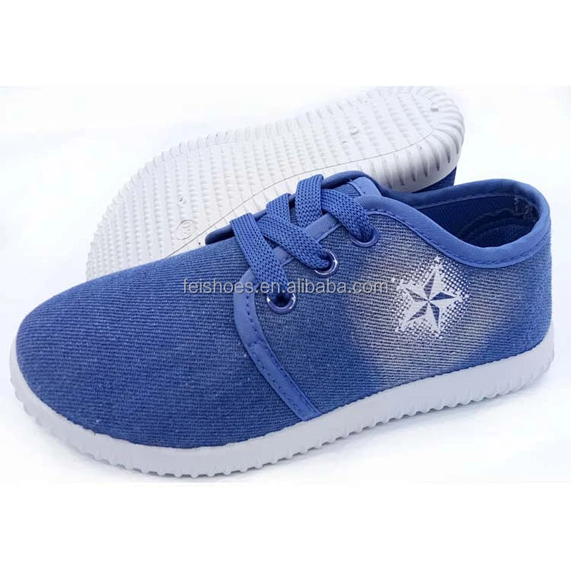Children footwear china kids school blue black jeans canvas shoes