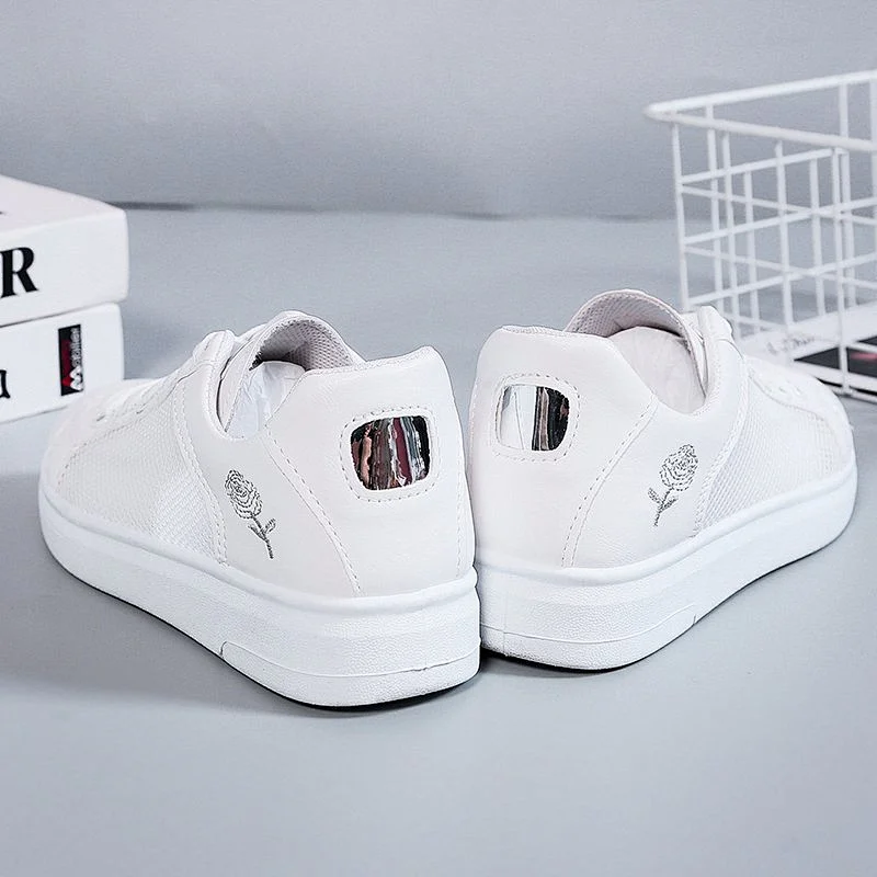 Breathable Pu Platform Casual Women Sneakers White Shoes ladies board shoes