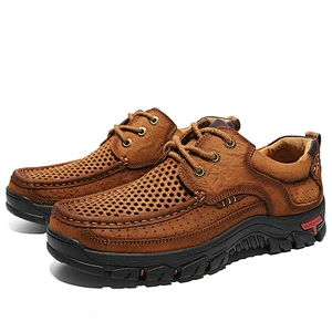 Men Casual Dress Shoes Genuine Leather Handmade Outdoor Shoes Large Size
