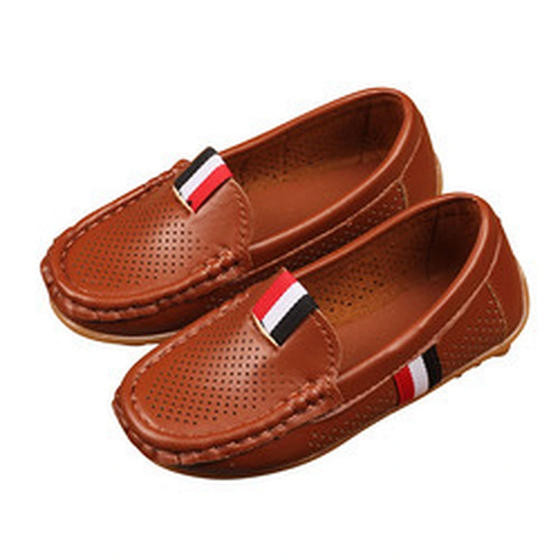 New Breathable casual children slip on leather shoes kids loafers shoes