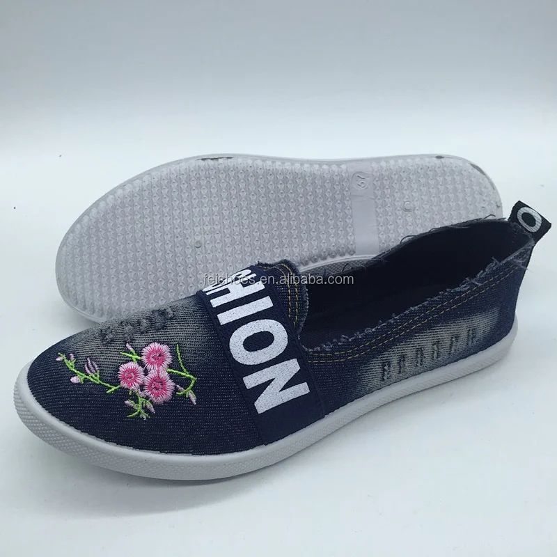 1/6 New design ladies slip on casual shoe women canvas shoes