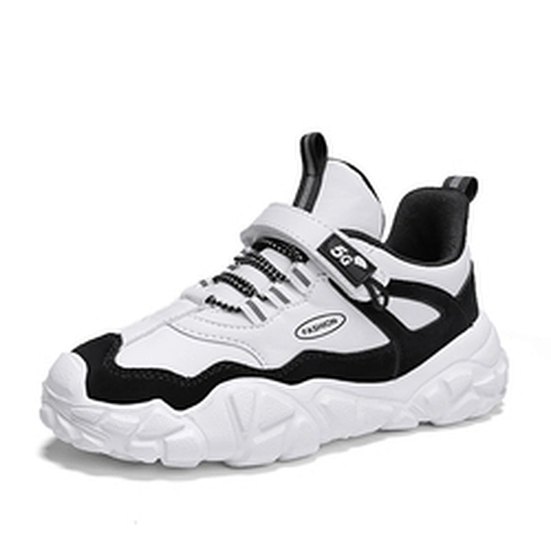Children's Sports Sneaker Boy's Shoes PU Casual Running Shoes with Magic Tape