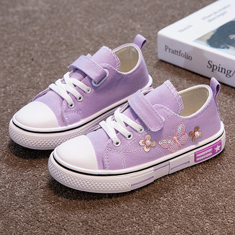 Lightweight Soft Sole Classic children Walking Casual Canvas Shoes whit butterfly