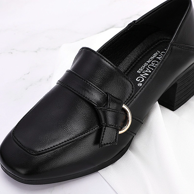 New custom thick sole women's casual work shoes all-match single leather loafers shoes
