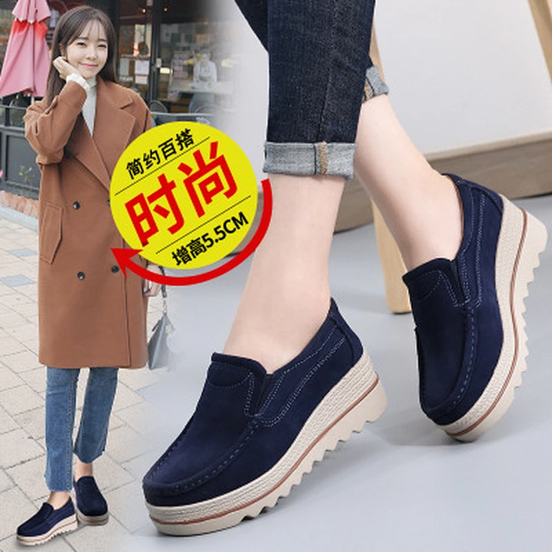 Winter women's shoes fashionable leather shoes with truffle platform walking style shoes