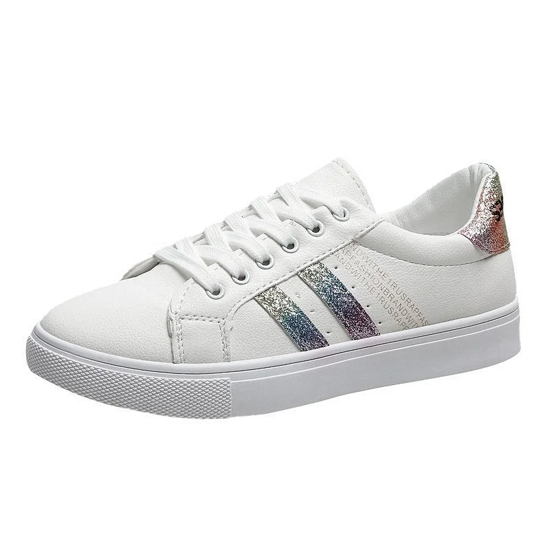 Women white shoes student shoes outdoor sport Sneaker shoes stock