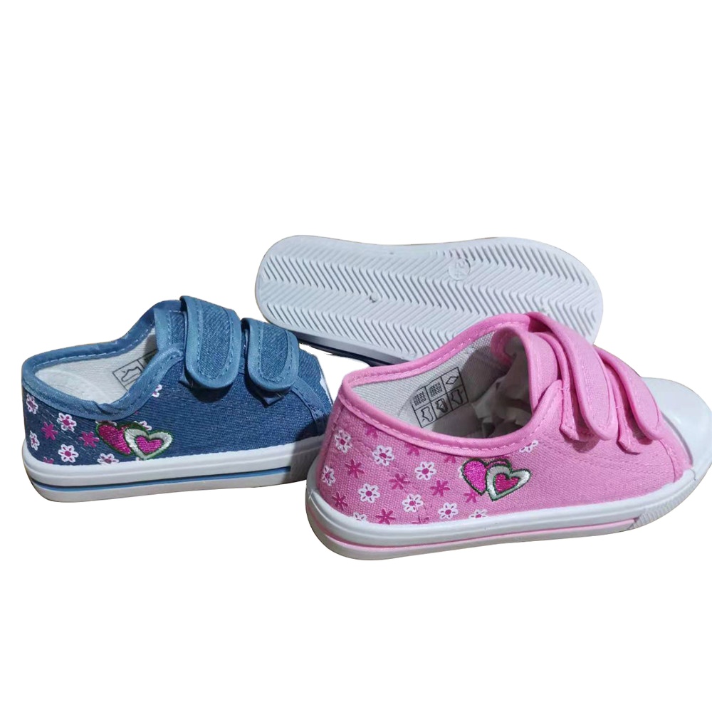 New Custom Buckle Fancy Casual Children Shoes School Students Canvas Shoes with Magic Tape
