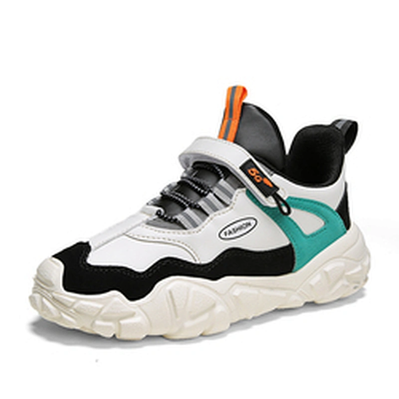 Children's Sports Sneaker Boy's Shoes PU Casual Running Shoes with Magic Tape