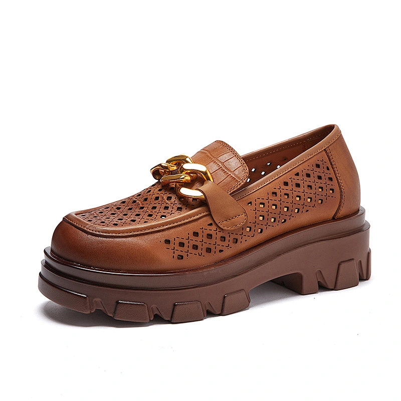 Women Chunky Heel Platform Loafers Slip On Uniform Dress Shoes