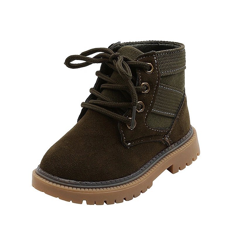 Fashion lace up Casual Children Martin Boots kids leather shoes with Zipper