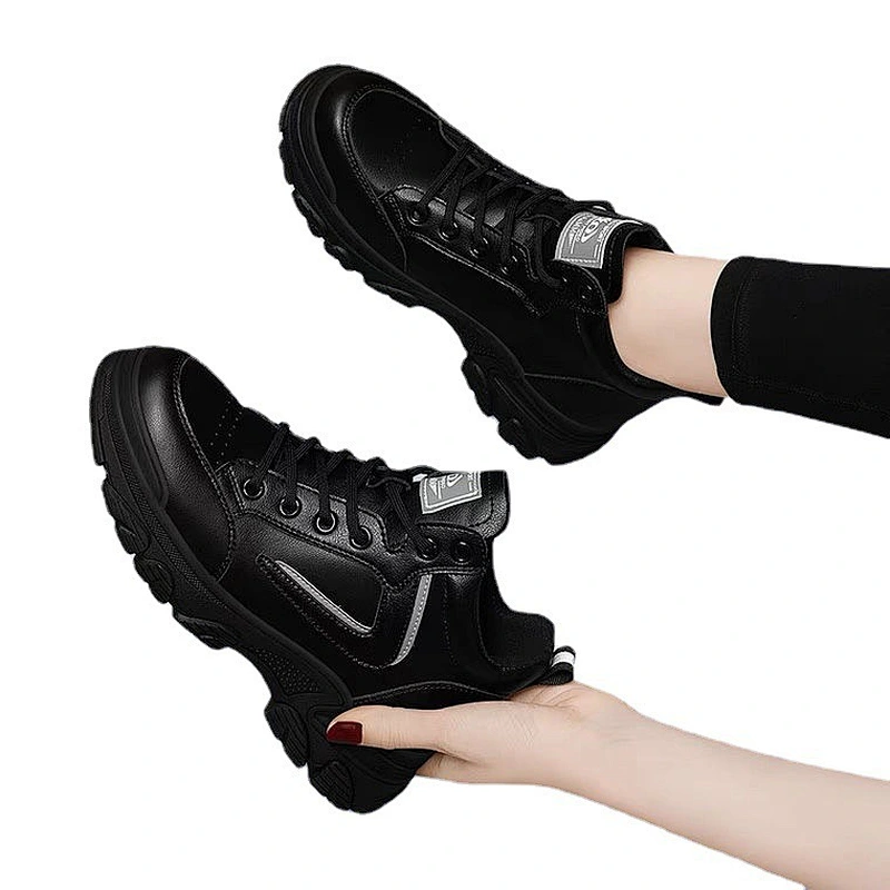 New High top thick soles women's sneakers velvet leather travel shoes sports casual shoes