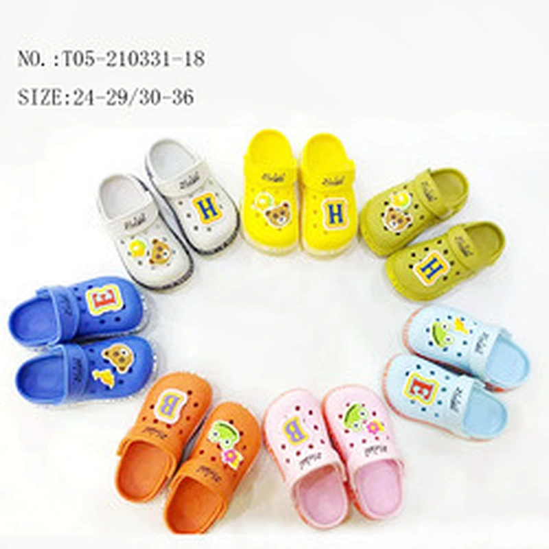 New Kids Double Color Children EVA Slippers Cartoon Clogs Garden Shoes for Summer