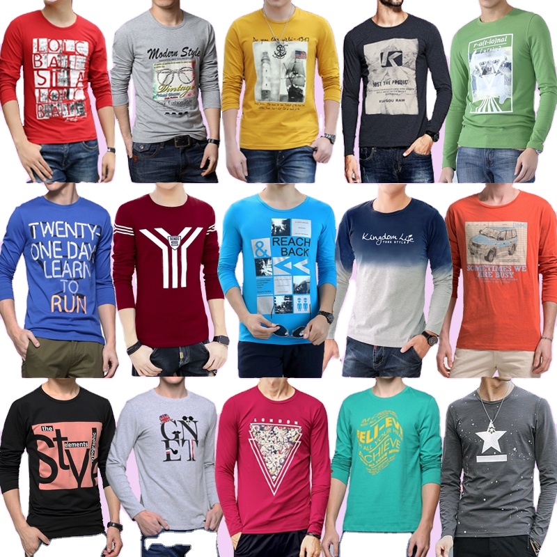 Mix Color mix design Men garments T-Shirts with Long Sleeves Stock