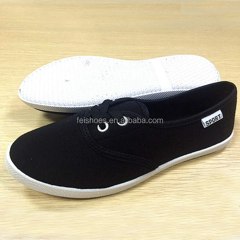 Comfortable ladies flats casual canvas shoe for women