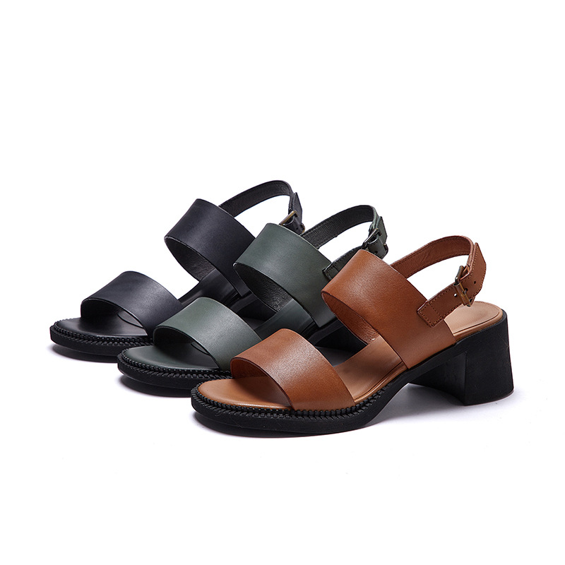 High heeled handmade Ladies sandal Women leather shoes