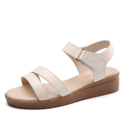 Summer fashion women casual leather sandals wedge shoes