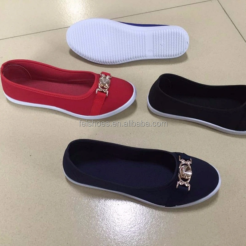Cheap price lady slip on flats relax canvas shoes
