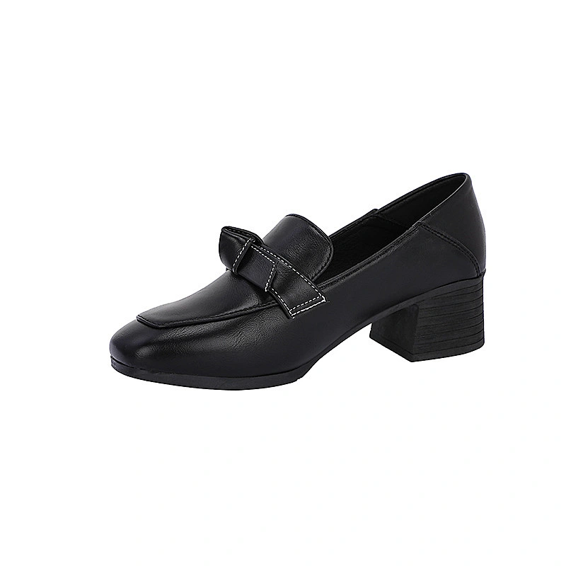 New thick British style Custom women single leather shoes all-match retro casual loafers shoes