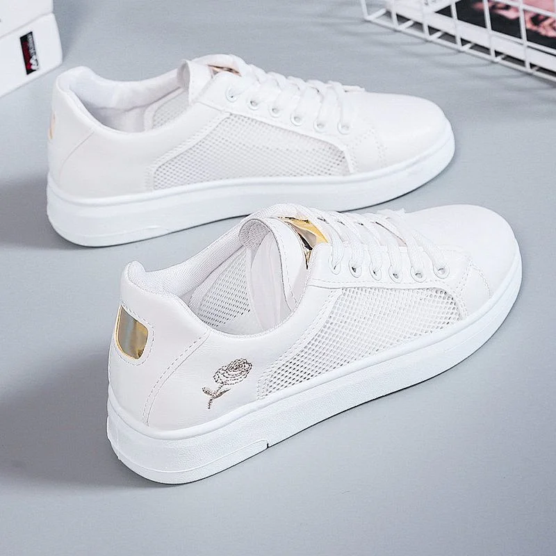 Breathable Pu Platform Casual Women Sneakers White Shoes ladies board shoes