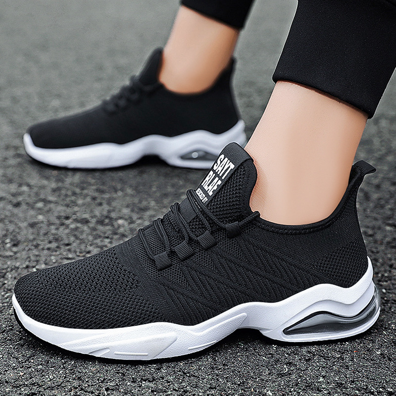 Men Lace up Woven Cushion Sport Shoes Casual Running Sneakers