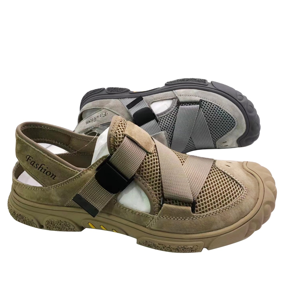 High quality custom Fashion men shoes Genuine Leather slippers Beach Leather Sandals for Summer